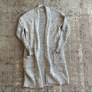 Black/white long cardigan sweater